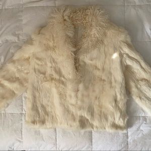 Vintage ivory real fur coat